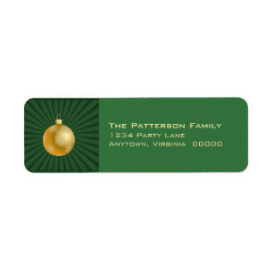 Starburst Stripes Ornament Address Labels, Green Return Address Label