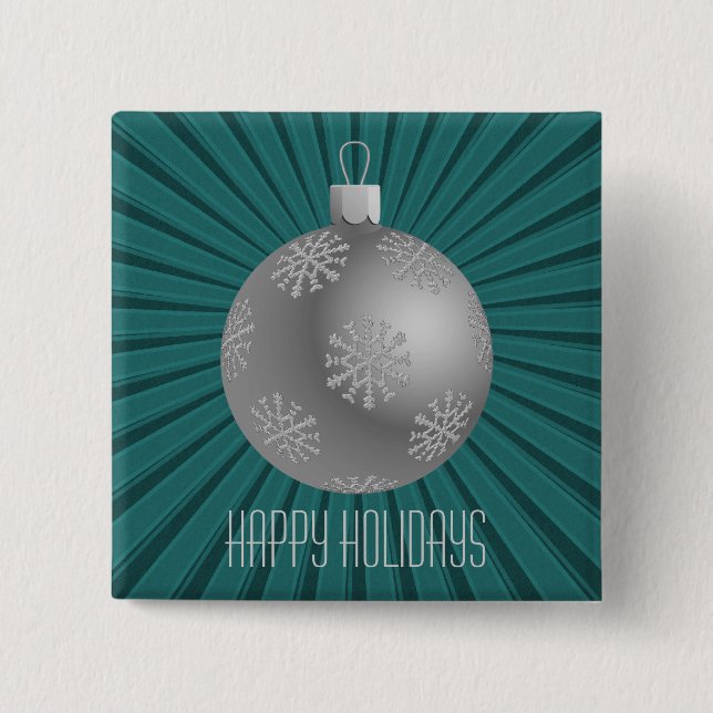 Starburst Stripes Ornament Button, Teal 15 Cm Square Badge (Front)