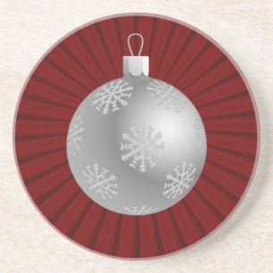 Starburst Stripes Ornament Coaster, Dark Red Coaster