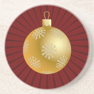 Starburst Stripes Ornament Coaster, Red & Gold Coaster