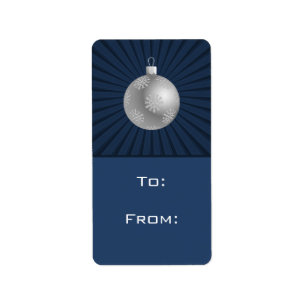 Starburst Stripes Ornament Gift Tag Labels, Blue