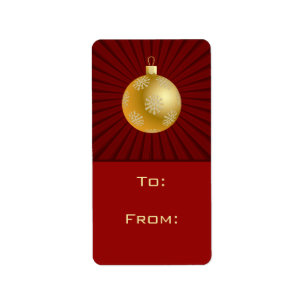 Starburst Stripes Ornament Gift Tag Labels, Red