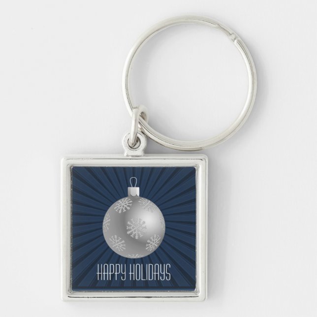 Starburst Stripes Ornament Keychain, Dark Blue Key Ring (Front)