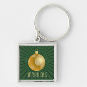 Starburst Stripes Ornament Keychain, Green Key Ring