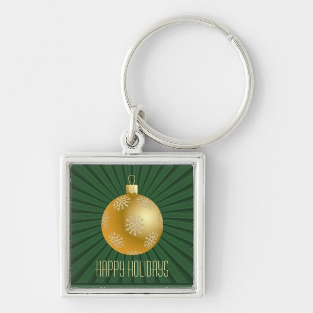 Starburst Stripes Ornament Keychain, Green Key Ring (Front)