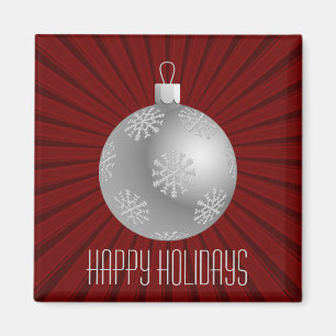 Starburst Stripes Ornament Magnet, Dark Red Magnet