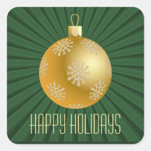 Starburst Stripes Ornament Stickers, Green Square Sticker
