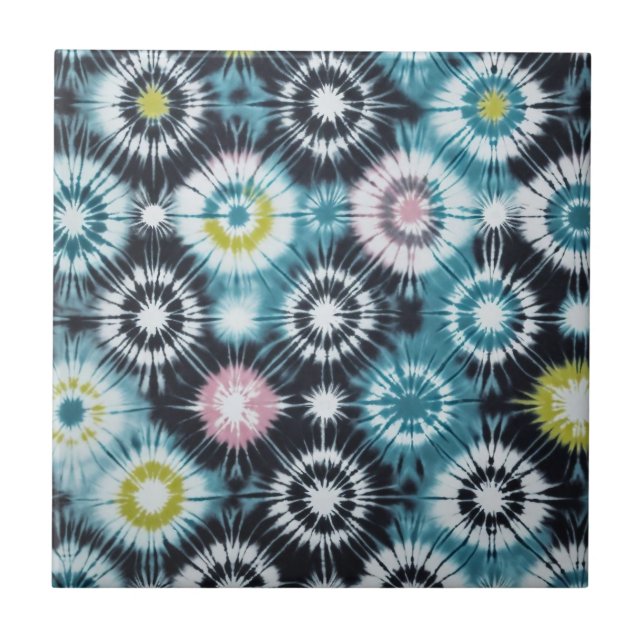 Starburst Tie Dye Design Ceramic Tile (Front)