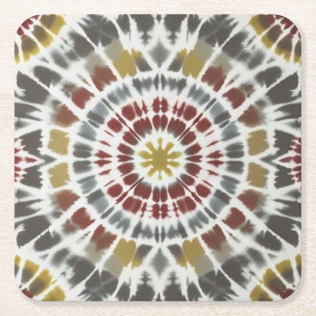 Starburst Tie Dye Square Paper Coaster (Front)