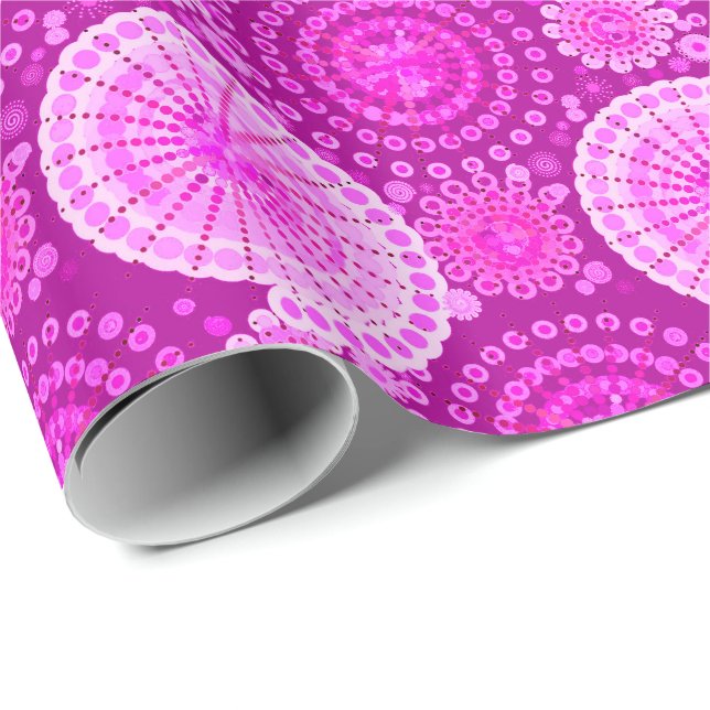 Starbursts and pinwheels, amethyst purple wrapping paper (Roll Corner)