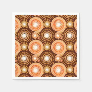 Starbursts and pinwheels, chocolate brown & tan napkin