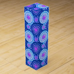 Starbursts and pinwheels, cobalt blue & white wine gift box<br><div class="desc">Digitally generated fractal starburst and pinwheel graphic in shades of pale sky blue to deep cobalt,  accented with white and a touch of orchid pink</div>