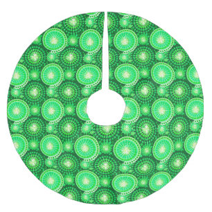 Starbursts and pinwheels, dark pine green brushed polyester tree skirt