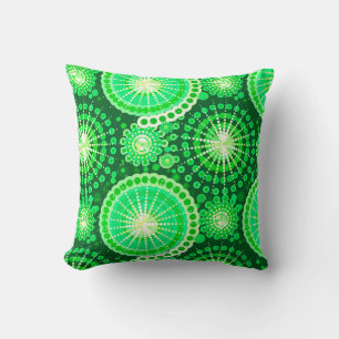 Starbursts and pinwheels, dark pine green cushion