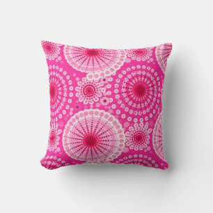 Starbursts and pinwheels, fuchsia pink & maroon cushion