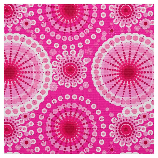 Starbursts and pinwheels, fuchsia pink & maroon fabric (Swatch)