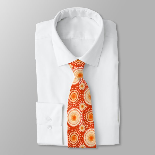 Starbursts and pinwheels, mandarin orange tie (Tied)