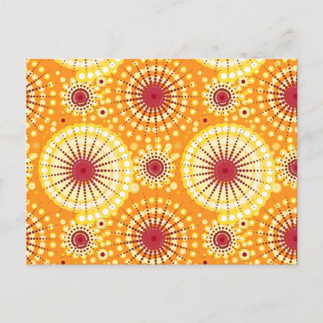 Starbursts and pinwheels, saffron and raisin postcard (Front)