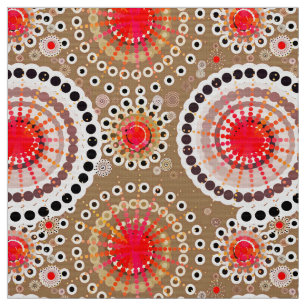 Starbursts and pinwheels, taupe, red, white fabric