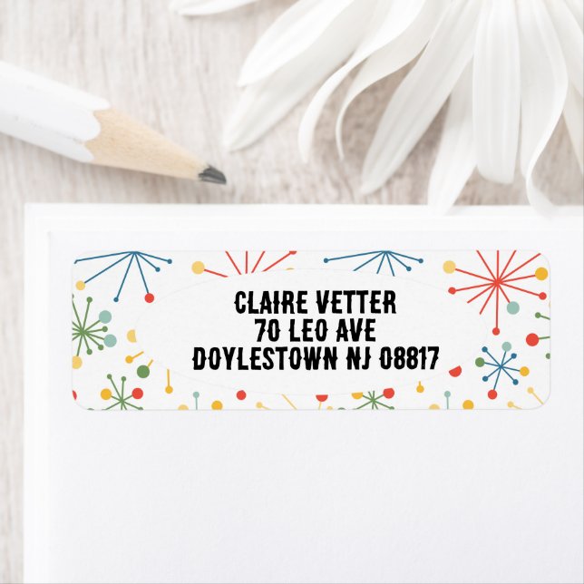 Starbursts in Colour Return Address Label (Insitu)