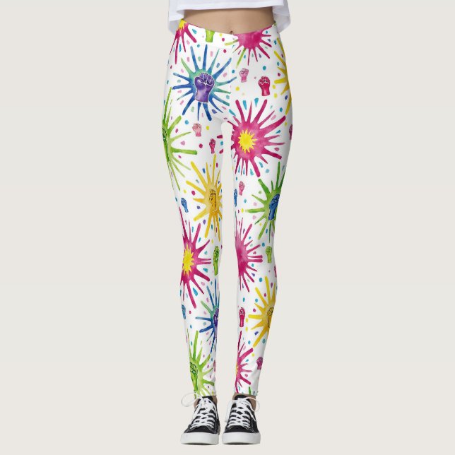 Starbursts Seamless Pattern Leggings (Front)