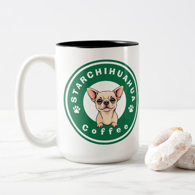 StarChihuahua Coffee Two-Tone Coffee Mug (With Donut)