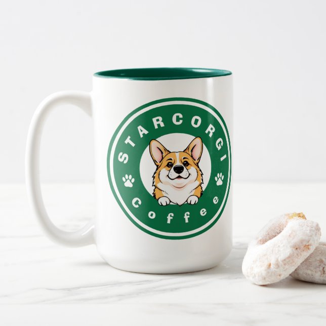 StarCorgi Coffee Two-Tone Coffee Mug (With Donut)