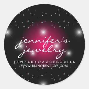Stardust Bling Pink gems diamonds pearl lux Classic Round Sticker