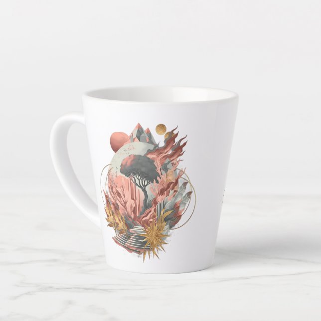 Stardust Bloom Over Cosmic Steps Latte Mug (Left Angle)