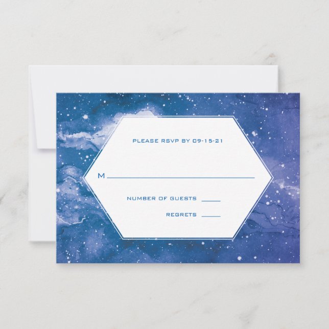 Stardust Cosmic Violet Wedding RSVP Card (Front)