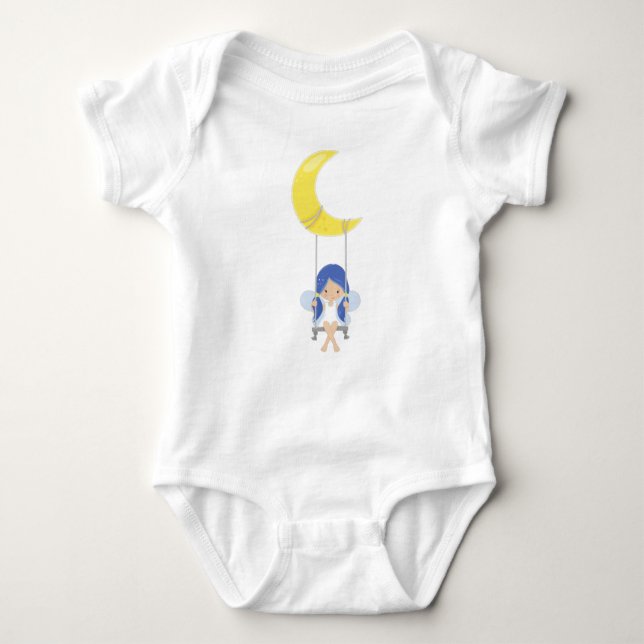 Stardust Fairy, Cute Fairy, Fairy On A Swing, Moon Baby Bodysuit (Front)