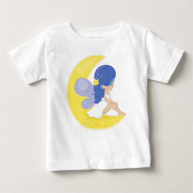 Stardust Fairy, Cute Fairy, Fairy On The Moon Baby T-Shirt (Front)