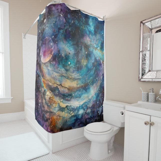 Stardust Galaxy Shower Curtain (In Situ)