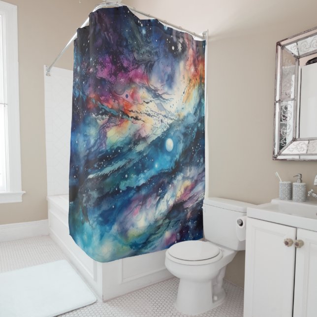Stardust Galaxy Shower Curtain (In Situ)