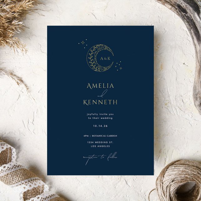 Stardust Monogram Gold Foil Wedding Invitations (Creator Uploaded)