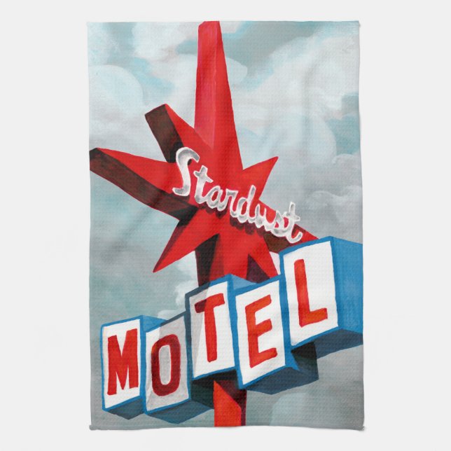 Stardust Motel Sign Tea Towel (Vertical)