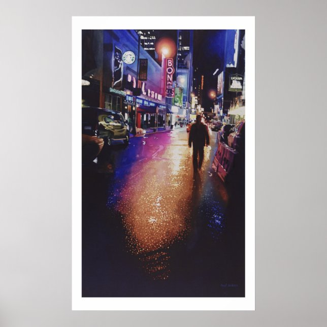 "Stardust" New York Scene Watercolor Painting Poster (Front)