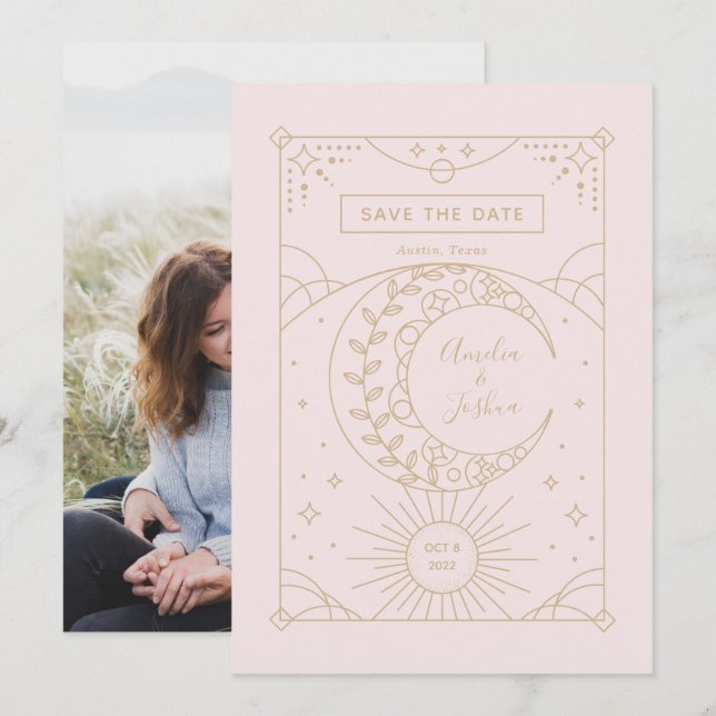 Stardust Wedding Photo Save the Date (Front/Back)