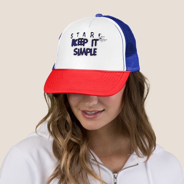 Stare Keep it Simple You are My Happy Place Quote Trucker Hat (In Situ)