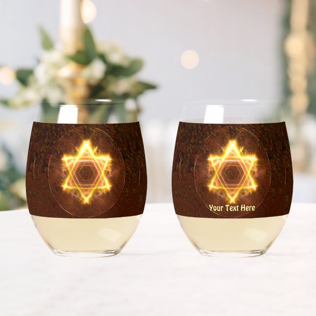 Starfire Fractal Magen Stemless Wine Glass (Insitu (Wedding))