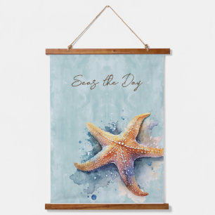 Starfish "4" Beach Theme Wood Topped Wall Tapestry