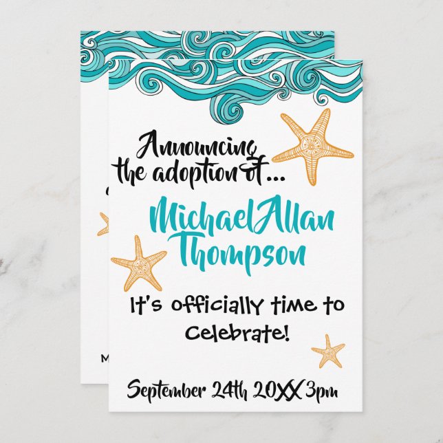 Starfish Adoption Party Announcement (Front/Back)