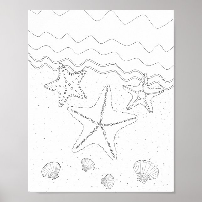 Starfish Adult Colouring Poster (Front)