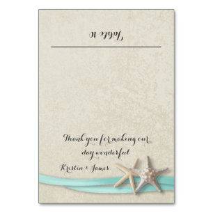Starfish and Aqua Ribbon Place Card