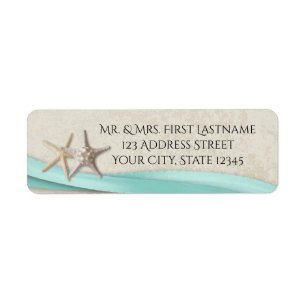 Starfish and Aqua Ribbon Return Address Label