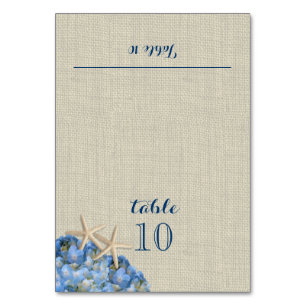Starfish and Blue Hydrangea Place Card