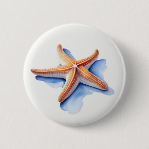 Starfish and Blue Silhouette 6 Cm Round Badge