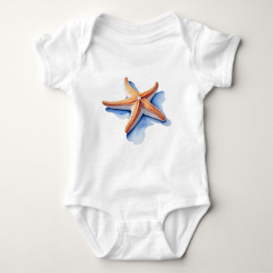 Starfish and Blue Silhouette Baby Bodysuit