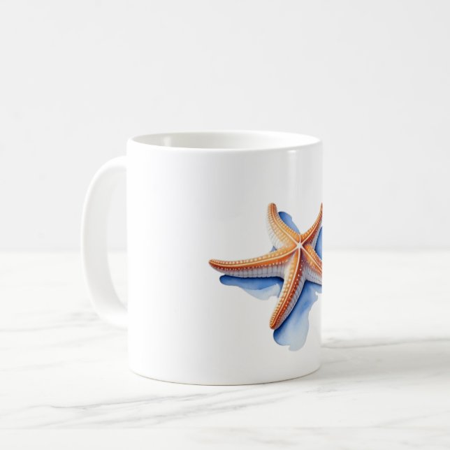 Starfish and Blue Silhouette Coffee Mug (Front Left)