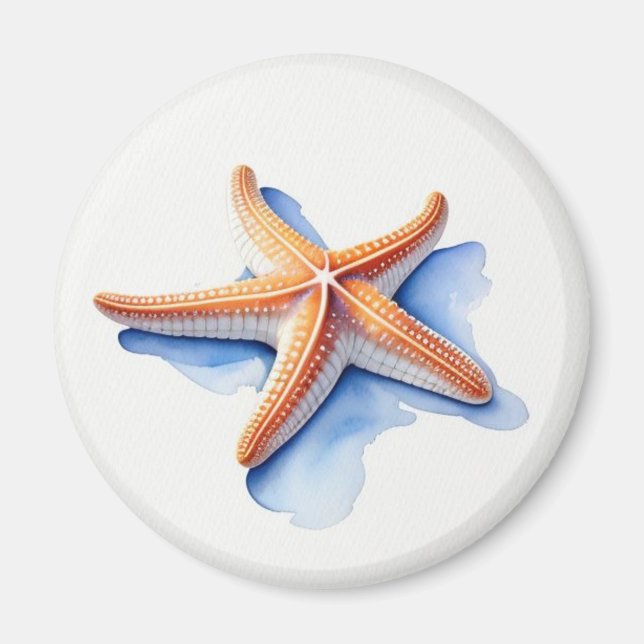 Starfish and Blue Silhouette Magnet (Front)
